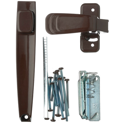 Wright Products - Heavy Duty Tie Down Push Button Door Latch for Screen and Storm Doors, Brown