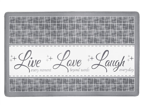 Anti-Fatigue Floor Comfort Mat - 18 x 30 Inch (Live, Love, Laugh Grey) - Waterproof Non-Slip Rug - Easy to Clean Cushioned Mat for Kitchen, Bathroom, Standing Desk & Office - Achim Home Decor