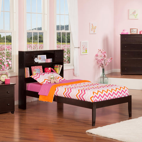 AFI Newport Twin Size Platform Bed with Charging Station in Espresso