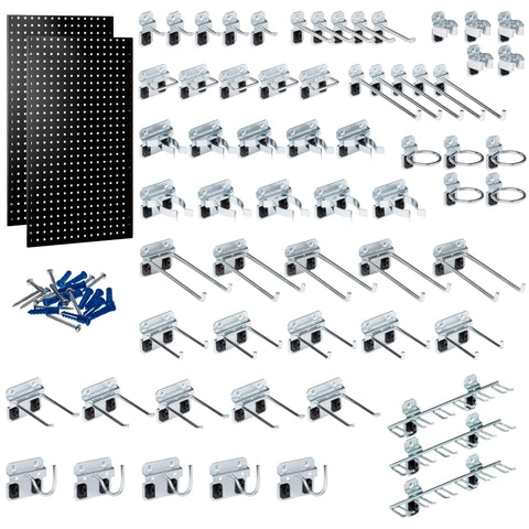 Triton Products, (2) Steel Pegboards with 63 pc. LocHook Assortment, Length 42 in, Width 24 in, Model# LB2-BKKit