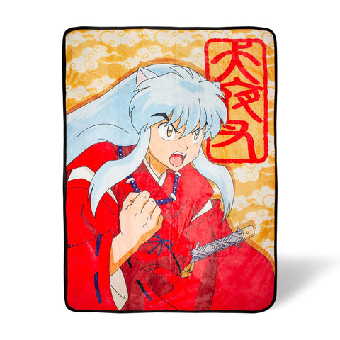 Inuyasha Plush Throw Blanket | Super Soft Fleece Blanket, Cozy Sherpa Cover for Sofa and Bed, Home Decor Room Essentials | Anime Manga Gifts | 45 x 60 Inches