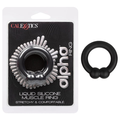 CalExotics Alpha Liquid Silicone Muscle Ring – Male Enhancement Support Ring Silicone Sex Toys for Men – Black
