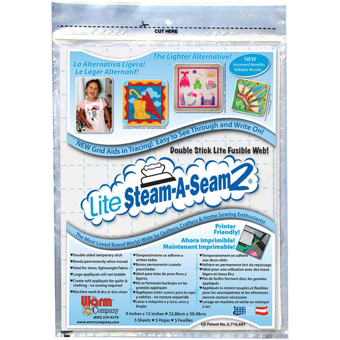 The Warm Company - Lite Steam-A-Seam 2 – Fusible Web Sheet Packs, Double Stick Lightweight Adhesive for Quilting, Sewing & Appliqué