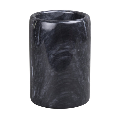 Creative Home Natural Black Marble SPA Collection Tumbler Toothbrush Holder Bathroom Countertop Organizer, Black, 3.3" Diam. x 4.5" H