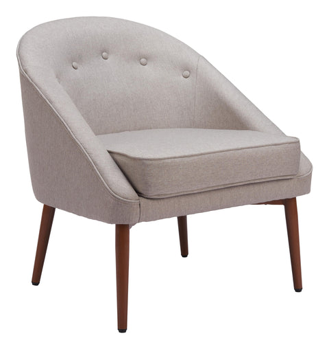 Zuo Carter Accent Chair Gray, Beige Accent Chair, Modern Style, Faux Linen, Cozy Polyester Linen Fabric, Plywood, Indoor Living, 28.3" W x 30.3" D x 31.7" H, Non-Stackable