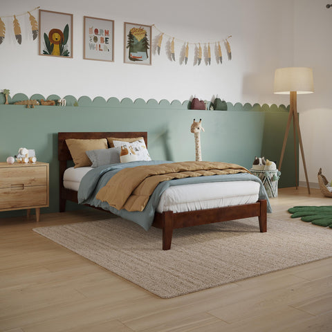 AFI, Orlando Twin Foundation Bed with Attachable USB Charger, Walnut