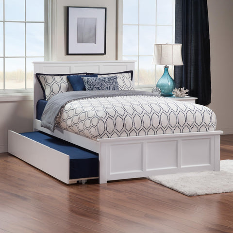 AFI, Madison Full Platform Bed with Matching Footboard & Twin Trundle, White
