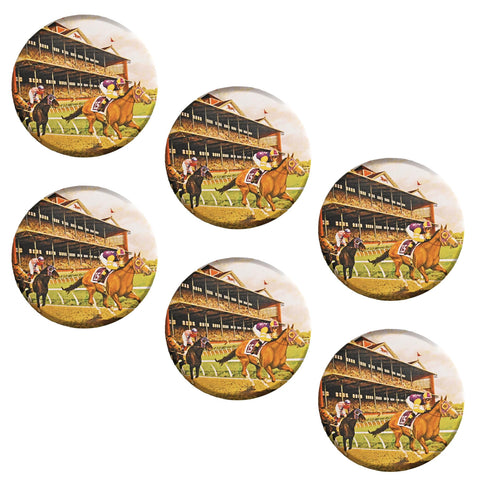 Beistle 6 Piece 2" Vintage Horse Racing Pinback Buttons, Equestrian Themed Racehorse Party Favors