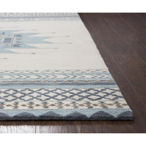 Rizzy Home Alora Decor Ryder 2'6" x 8' Southwest/Tribal Blue/Ivory Hand-Tufted Rug
