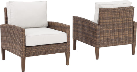 Capella 2Pc Wicker Outdoor Chair Set Creme/Brown - 2 Armchairs