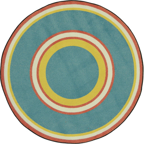 Joy Carpets Kid Essentials Ripples Misc Sold Color Area Rugs, 7'7" Round, Beach