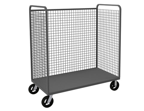 Wire Cart With 8 Inch x 2 Inch Mold-On-Rubber Casters (2) Rigid (2) Swivel With 1 Base Shelf Gray