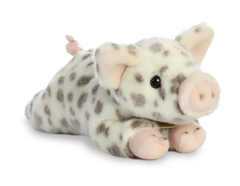 Aurora® Realistic Miyoni® Spotted Piglet Stuffed Animal - Lifelike Details Make a Cherished Companion - Perfect for Decorating Bedrooms or Classrooms - White 11.5 Inches