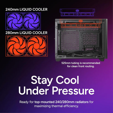 Cooler Master NR200P V2 Mini-ITX PC Case Ready, Top-Mount 280mm AIO, 357mm Vertical GPU Mount, Designed Ready Nvidia RTX 5090 | AMD RX 9070 XT, SFX PSU – Ready to Install, Tempered Glass, DIY