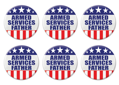 Beistle Patriotic Armed Services Father Metal Party Buttons 6 Piece USA Fourth of July Decorations Costume Accessories, 2", Red/White/Blue