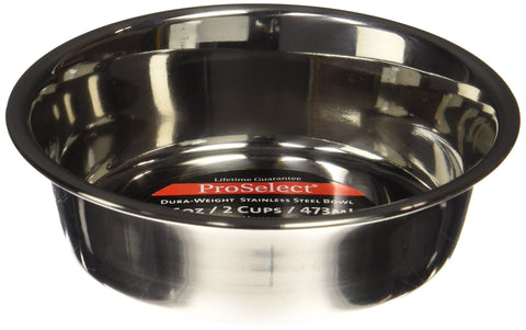 ProSelect Dura-Weight Stainless Steel Dishes — Durable Dishes for Dog and Cat Food, 1-Pint