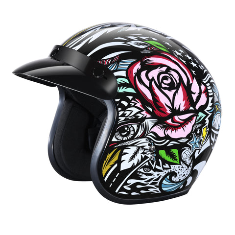Daytona Helmets 3/4 Shell Open Face Motorcycle Helmet - DOT Approved, Lightweight & Comfortable, Vintage Design for Scooter, Cruiser & Street Bikes - Adjustable Fit, Enhanced Ventilation & Clear Visor