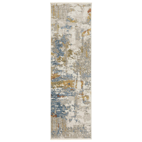 Oriental Weavers Bauer Area Rug - 1340W - 2'3" x 7'6" - in Beige/Multi - Modern Style, Recycled PET Fibers, Stain Resistant, Entryway, Hallway Runner Rug