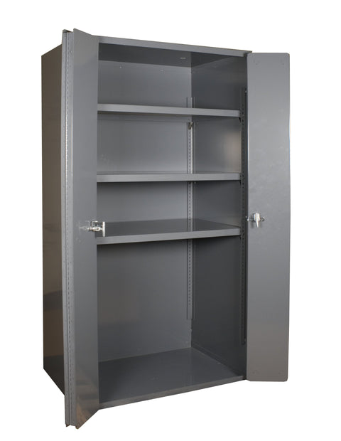 Durham Heavy Duty Welded 14 Gauge Steel Bi-Fold Door Cabinet, 3950-3S-95, 900 lbs Capacity, 18" Length x 36" Width x 72" Height, 3 Shelves