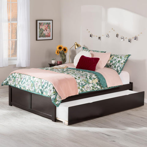 AFI Concord Queen Size Platform Bed with Footboard & Twin XL Trundle in Espresso