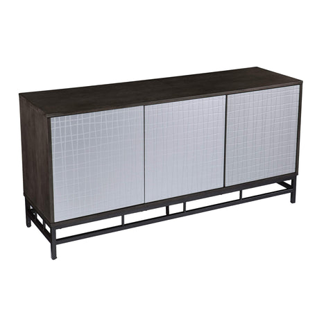 SEI Furniture Virton Contemporary Storage Cabinet, Weathered Gray and Gunmetal Gray