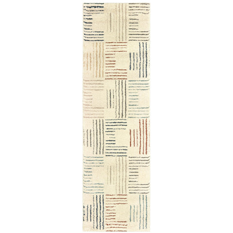 Oriental Weavers Carson Area Rug - 9663A - 2'3" x 7'6" - in Ivory/Multi - Modern Style, Stain Resistant, Family and Pet Friendly, Entryway, Hallway Runner Rug