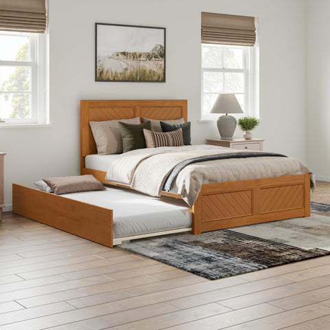 AFI, Canyon Full Platform Bed with Matching Footboard & Twin Trundle, Light Toffee