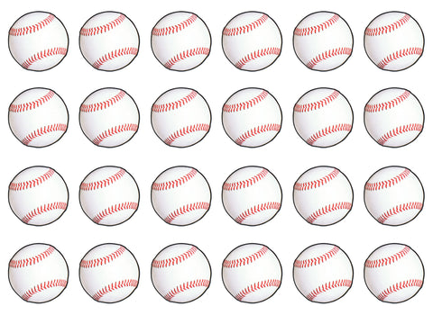 Beistle 24-Piece Paper Baseball Cut Outs in White/Red/Black, Sports Party Decorations for Game Day Celebrations, Birthdays and Classroom Decor, 13.5"