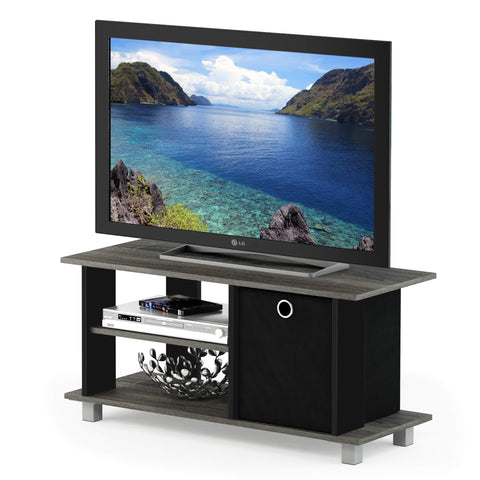 Furinno SIMPLISTIC TV Stand, 3-Tier Entertainment Center, Open Shelf TV Console for TV up to 33 Inch with Bin Drawers, for Living Room, Bedroom, French Oak