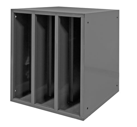 Durham 583-95 Heavy Duty Cold Rolled Steel Hydraulic Hose Cabinet with 2 Dividers, 24-1/8" Length x 21-9/16" Width x 24" Height, Gray Powder Coat Finish