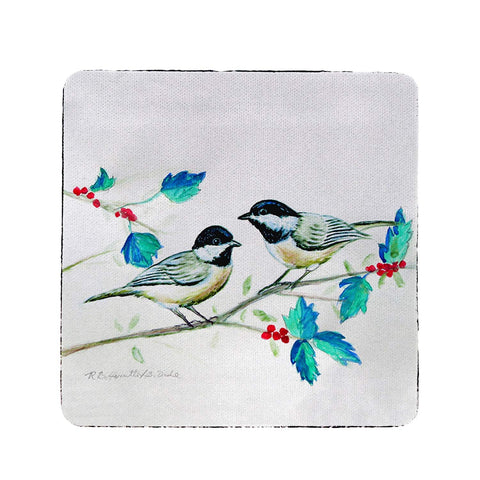 Betsy Drake Christmas Chickadees Coaster Set of 4