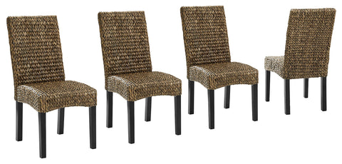 Edgewater 4-Piece Dining Chair Set Seagrass/Darkbrown - 4 Chairs