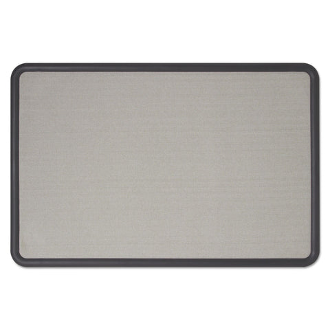 Quartet Bulletin Board, Fabric, 3 x 2 Feet, Office Bulletin Boards, Contour Gray Plastic Frame (7693G)