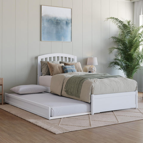 AFI, Lucia Twin XL Platform Bed with Panel Footboard & Twin XL Trundle, White
