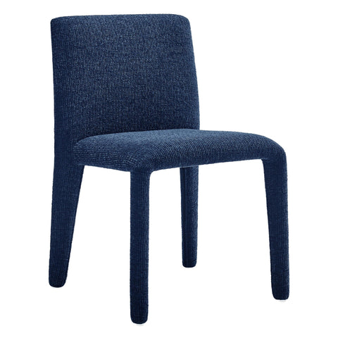 Modway Rhodes Fully Upholstered Dining Chair in Navy – Modern Desk Side Chair - Chenille Fabric Accent Chair for Living Room