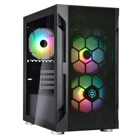 Silverstone Technology FARA H1M PRO Black Micro-ATX Tower case with Tempered Glass and Three ARGB Fans, SST-FAH1MB-PRO