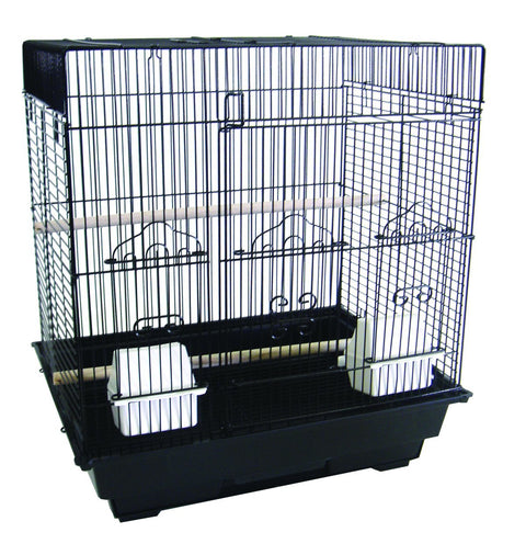 YML A5824 3/8" Bar Spacing Square Top Small Bird Cage, Black, 18" x 14"