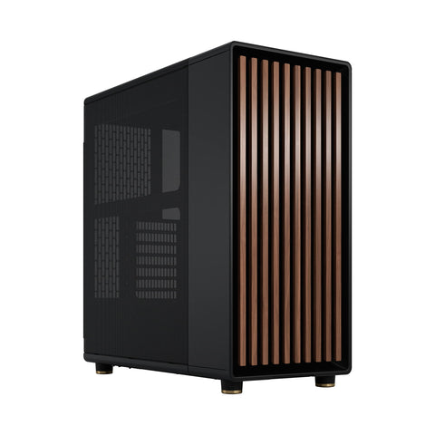 Fractal Design North - Genuine Walnut Wood Front - Mesh Side Panels - Two 140mm Aspect PWM Fans Included - Type C USB - ATX Airflow Mid Tower PC Gaming Case,Charcoal Black