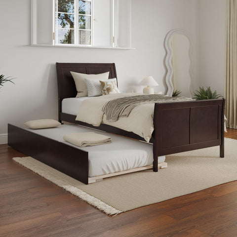 AFI, Portland Twin XL Platform Bed with Matching Footboard & Twin XL Trundle, Espresso