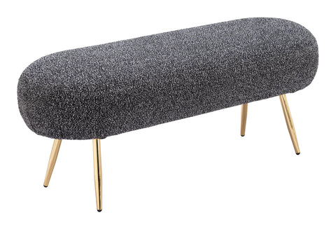 Zuo Creek Bench Glitter Black, Black Bench, Modern Style, Textured Weave, Seats up to 2, Plywood, Indoor Living, 47.2" W x 15.7" D x 18.5" H