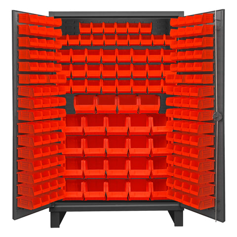 Durham HDC48-192-1795 Bin Cabinet, 12 Gauge, 192 red Bins