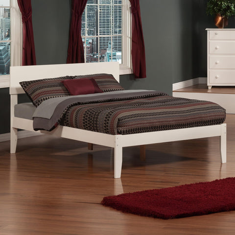 AFI Orlando Full Size Platform Bed with Charging Station in White