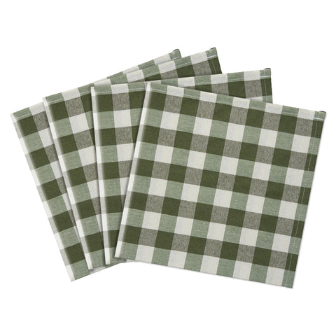 Buffalo Check Dinner Table Napkins, 4 Pack, Sage - 17" x 17" - Premium Quality Plaid Cloth Napkins are Durable, Wrinkle-Resistant, Stain Repellent & Machine Washable by Achim Home Decor