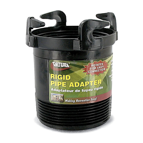 Valterra T1027 Rotating Rigid Sewer Pipe Bayonet Adapter with 3" Male Thread x Bayonet Hooks , Black