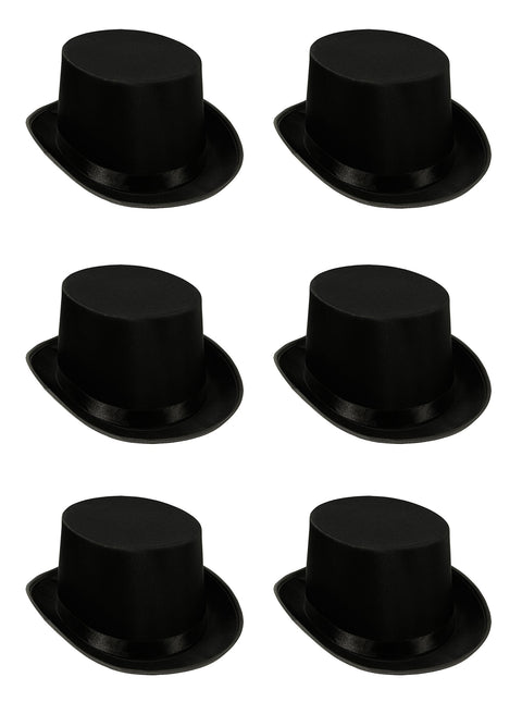 Beistle 60839-BK 6-Pack Satin Sleek Top Hat, Black
