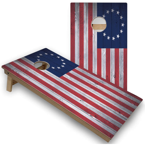 Skip's Garage American Flag Stars All-Weather Cornhole Boards - PVC - Include Carrying Case