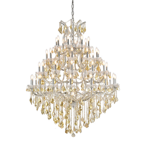 Elegant Lighting 2800G46C-GT/RC Royal Cut Smoky Golden Teak Crystal Maria Theresa 49-Light, Four-Tier Crystal Chandelier, 46" x 62", Chrome Finish