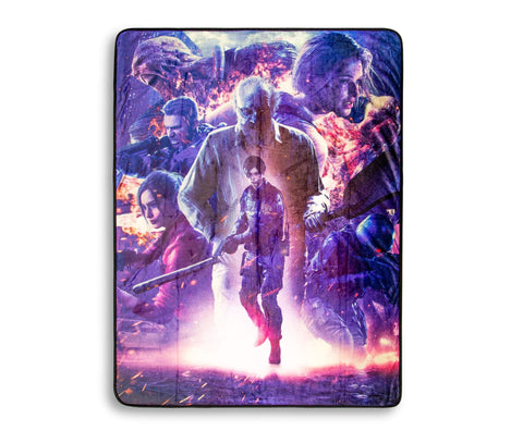 Resident Evil Re:Verse Characters Plush Throw Blanket | Fleece Blanket Cover, Cozy Sherpa Wrap for Sofa and Bed, Home Decor Room Essentials | Zombie Horror Biohazard Video Game Gifts | 45 x 60 Inches