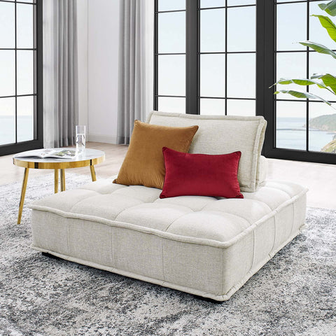 Modway Saunter Tufted Fabric Armless Chair, Beige