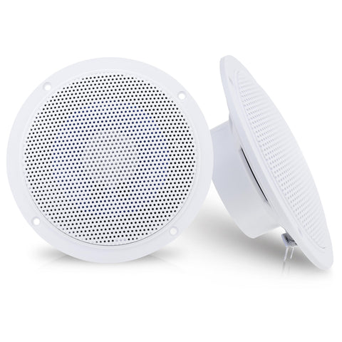 Pyramid MDC6 5.25" Dual Cone Marine Speakers – 100W Waterproof Outdoor Audio System, 4 Ohm, Full Range, Weather-Resistant for Boat, Car, or ATV – Includes Mounting Kit, Speaker Wire & Grills